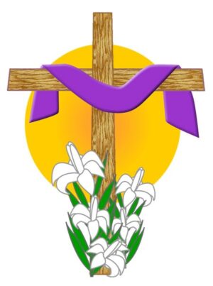 good-friday-clipart-a-cross-with-flowers-and-purple-ribbon
