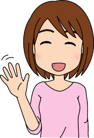 goodbye-clipart-a-woman-with-her-hand-up-and-smile