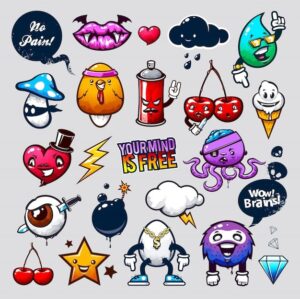graffiti-clipart-a-set-of-cartoon-characters-with-different-expressions