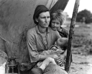 great-depression-clipart-a-woman-and-child-sit-in-front-of-tent
