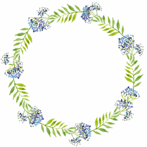 greenery-clipart-a-wreath-of-blue-flowers-and-green-leaves