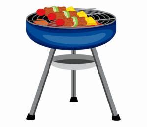 grill-clipart-a-blue-barbecue-grill-with-meat-and-vegetables