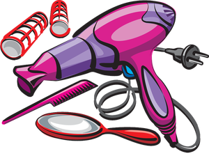 Hair Stylist Clipart A Pink And Purple Robot With Red Helmet