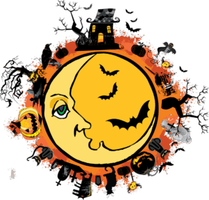 halloween-clipart-free-a-full-moon-with-face-and-bats-around-it