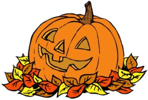 halloween-pumpkin-clipart-a-pumpkin-with-leaves-around-it