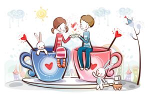 happy-valentines-day-clipart-two-people-sitting-on-a-table-with-cup-of-tea-and-rabbit