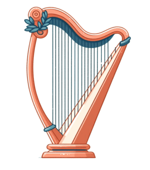harp-clipart-a-harp-with-blue-bow-on-it