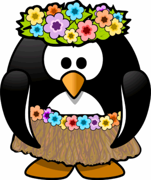hawaiian-clipart-a-penguin-with-flowers-on-its-head