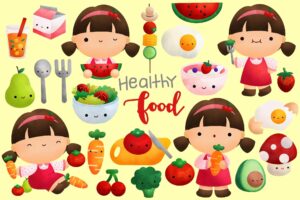 healthy-clipart-a-girl-with-bowl-of-fruit-and-vegetables