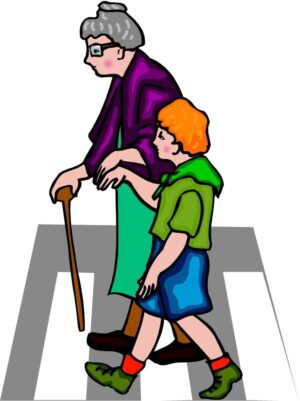 helping-others-clipart-an-old-woman-crossing-the-street-with-her-granddaughter