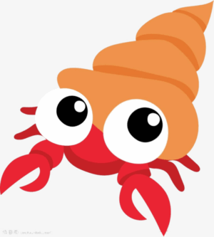 hermit-crab-clipart-a-cartoon-crab-with-big-eyes-and-red-tail