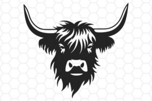 Highland Cow Clipart A Black And White Logo Of Highland Cow