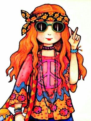 hippie-clipart-a-drawing-of-girl-with-sunglasses-and-bag