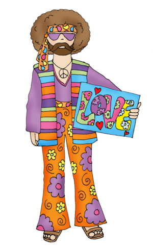 hippie-clipart-a-man-in-pajamas-holding-sign-with-dog