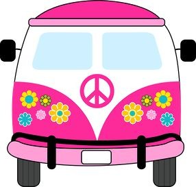hippie-clipart-a-pink-van-with-flowers-on-the-front