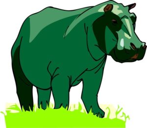Hippo Clipart A Green Bear Standing On Grass