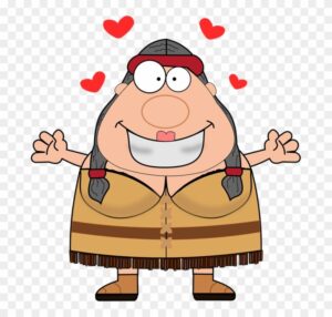 hugging-clipart-a-cartoon-character-of-native-woman-with-hearts-on-her-head