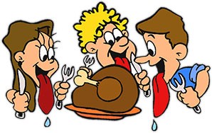 hungry-clipart-a-cartoon-thanksgiving-card-with-three-people-eating-turkey