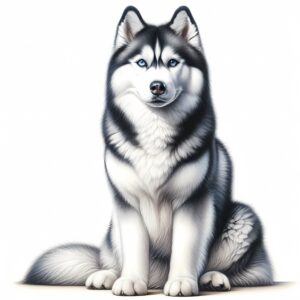 husky-clipart-a-black-and-white-dog-sitting-down