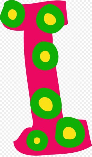 i-clipart-a-pink-and-green-letter-with-yellow-dots