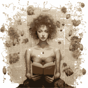 imagination-clipart-a-woman-with-curly-hair-and-dress
