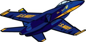 jet-clipart-a-blue-and-yellow-fighter-jet-flying-in-the-sky
