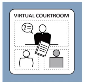 judicial-branch-clipart-a-white-and-blue-sign-with-black-image-of-person-speech-bubble