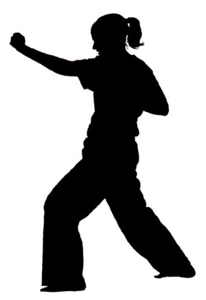 karate-clipart-a-silhouette-of-woman-in-karate-stance