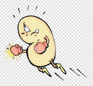 kidney-clipart-a-cartoon-character-with-fist-in-his-hand-white-background