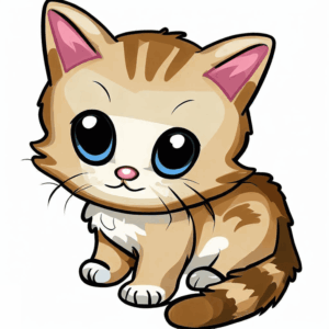 kitten-clipart-a-cartoon-cat-with-big-eyes-and-pink-nose